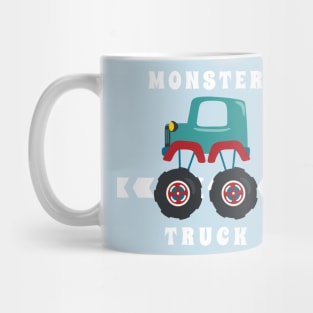 Vector illustration of monster truck with cartoon style. Mug